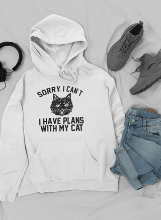 Buy white Sorry I Can't I Have Plans With My Cat Hoodie