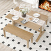 TREXM 3-piece retro dining table, rectangular stand table, and 2 4-person wooden stools (made of natural wood)