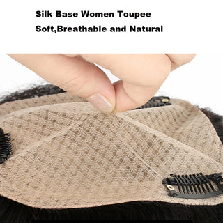 Soft Real Human Hairpiece Blonde Color Women Hair Toppers