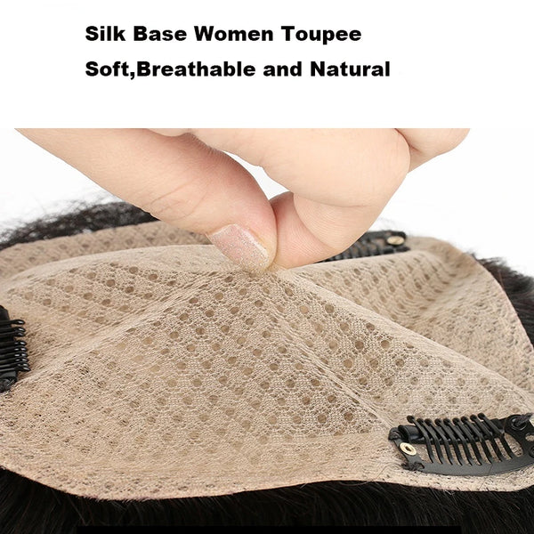 Soft Real Human Hairpiece Blonde Color Women Hair Toppers