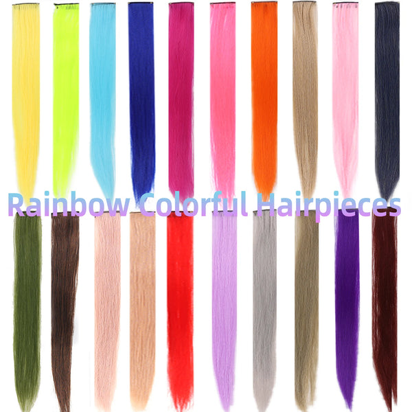 22 Inch Synthetic Colored Highlight Hair Extensions