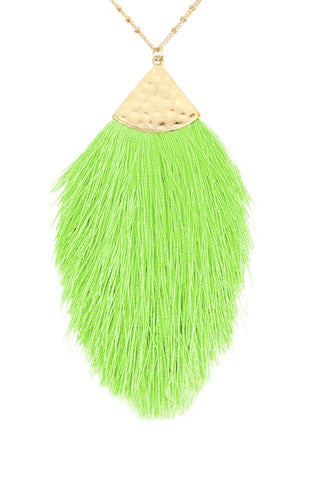 Buy neon-green Tassel Pendant Necklace
