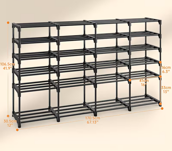 Multi Layers - Shoe Rack Organizer Column Storage Shelf Entryway w/ Hooks