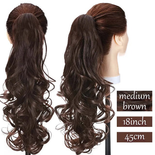 Buy medium-brown Synthetic Long Wavy Fake Ponytail Extension