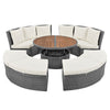 Patio 5-Piece Round Rattan Sectional Sofa Set All-Weather PE Wicker Sunbed Daybed With Round Liftable Table and Washable