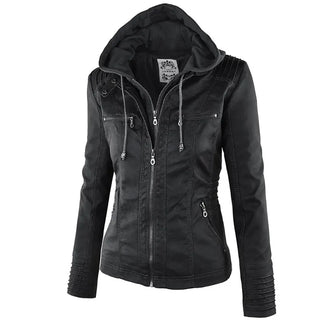 Buy black Winter Faux Leather Jacket Women