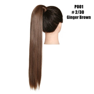 Buy ginger-brown Synthetic Straight Ponytail Hair Extension Clip in