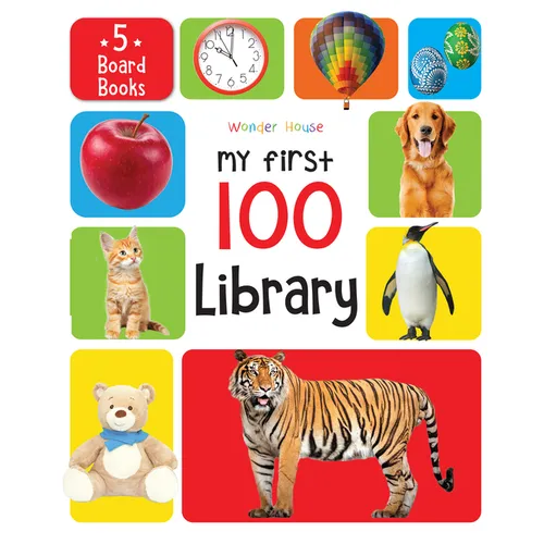 My First 100 Library: Boxset of 5 Early Learning Board Books for Kids/Children (Homeschool / Preschool / Baby/Toddler) - Hardcover