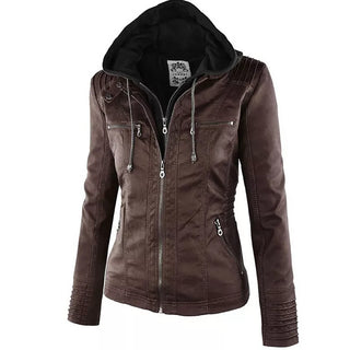 Buy brown Winter Faux Leather Jacket Women