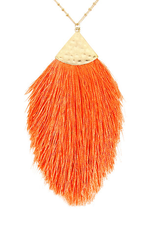 Buy neon-orange Tassel Pendant Necklace