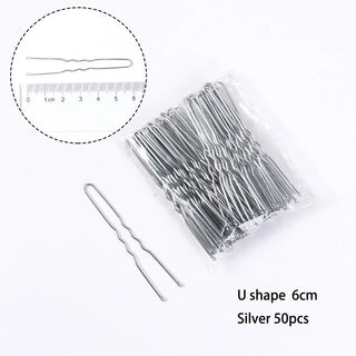 Buy u-silver-50pcs-6cm Waved U-Shaped Bobby Pin