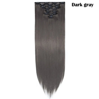 Buy dark-gray Long Straight Clip in on Hair Extensions
