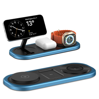 Buy blue Magnetic Foldable 3 in 1 Wireless Charger Charging Station