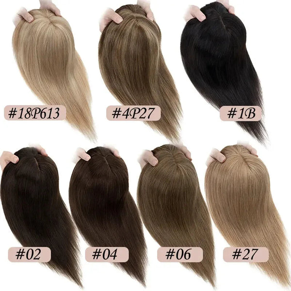 Women Toupee With Bangs Breathable 100% Real Human Hairpiece Blonde Color Wigs