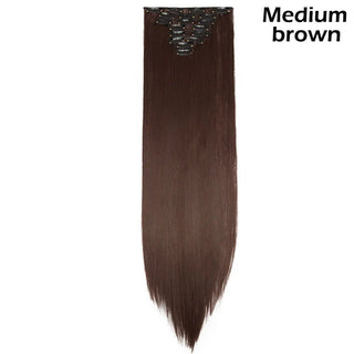 Buy medium-brown Long Straight Clip in on Hair Extensions