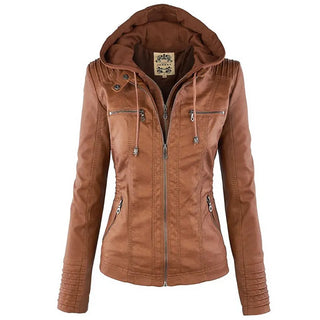 Buy kakki Winter Faux Leather Jacket Women