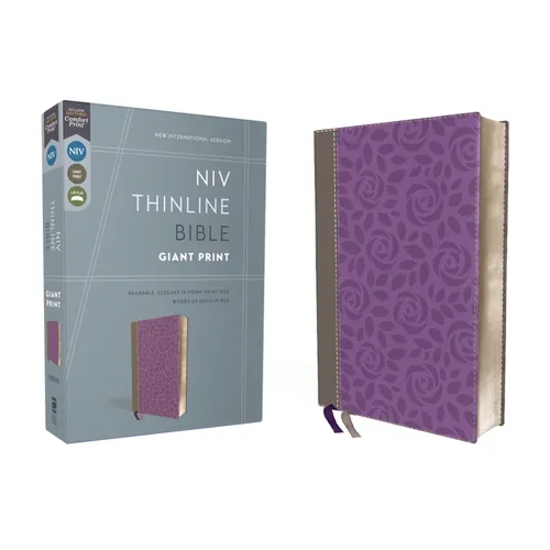 NIV, Thinline Bible, Giant Print, Imitation Leather, Gray/Purple, Red Letter Edition - Imitation Leather