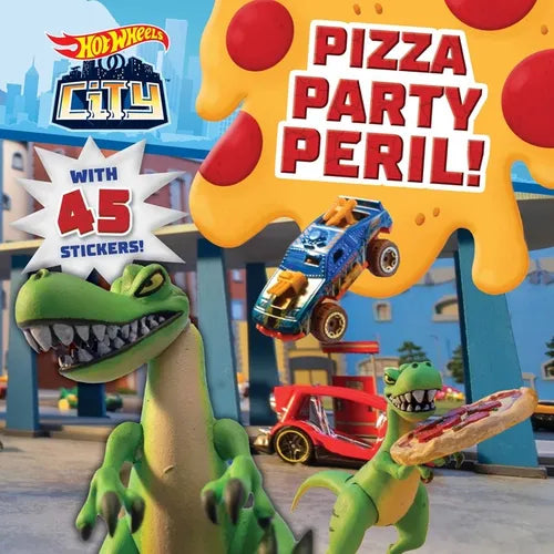 Hot Wheels City: Pizza Party Peril!: Car Racing Storybook with 45 Stickers for Kids Ages 3 to 5 Years - Paperback