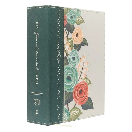 KJV, Journal the Word Bible, Large Print, Green Floral Cloth, Red Letter Edition: Reflect, Journal, or Create Art Next to Your Favorite Verses - Hardcover