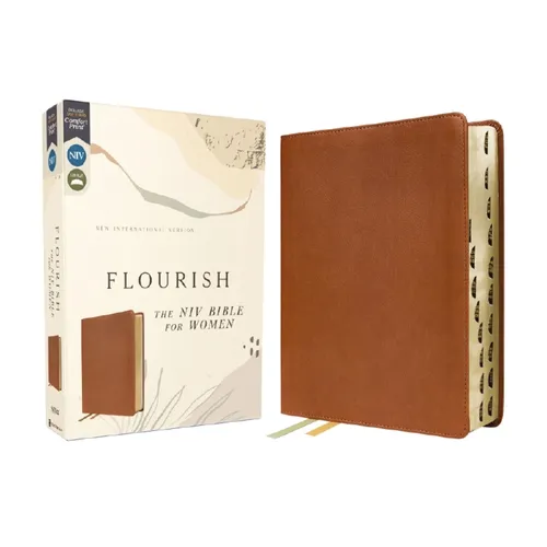 Flourish: The NIV Bible for Women, Leathersoft, Brown, Thumb Indexed, Comfort Print - Imitation Leather