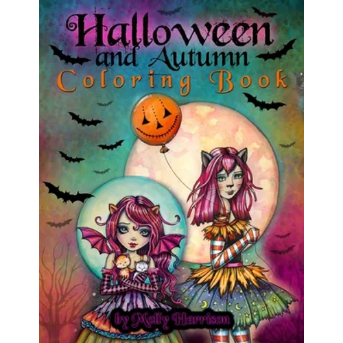 Halloween and Autumn Coloring Book by Molly Harrison: A Halloween coloring book featuring 25 pages of line art to color! Witches, Vampires, and More! - Paperback