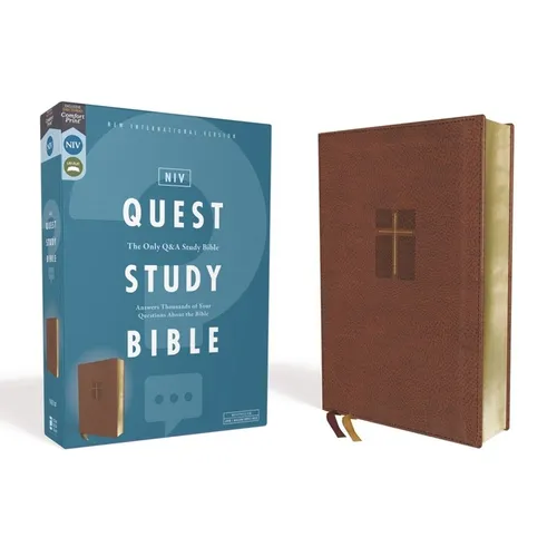 Niv, Quest Study Bible, Leathersoft, Brown, Comfort Print: The Only Q and A Study Bible - Imitation Leather