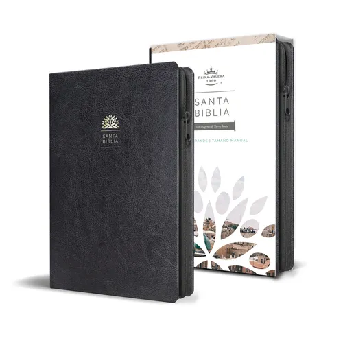 Biblia Reina Valera 1960 Letra Grande. Símil Piel Negra, Cremallera, Tamaño Manual / Holy Bible Rvr 1960. Handy Size, Large Print, Leathersoft, Zipp - Bonded Leather