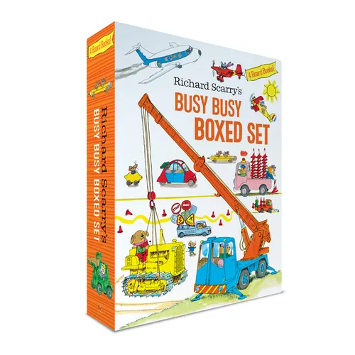 Richard Scarry's Busy Busy Boxed Set: Busy Busy Airport; Busy Busy Cars and Trucks; Busy Busy Construction Site; Busy Busy Farm - Hardcover