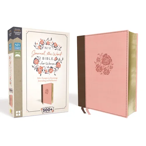 NIV, Journal the Word Bible for Women, Leathersoft, Pink, Red Letter Edition, Comfort Print: 500+ Prompts to Encourage Journaling and Reflection - Imitation Leather
