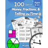 Humble Math - 100 Days of Money, Fractions, & Telling the Time: Workbook (With Answer Key): Ages 6-11 - Count Money (Counting United States Coins and - Paperback