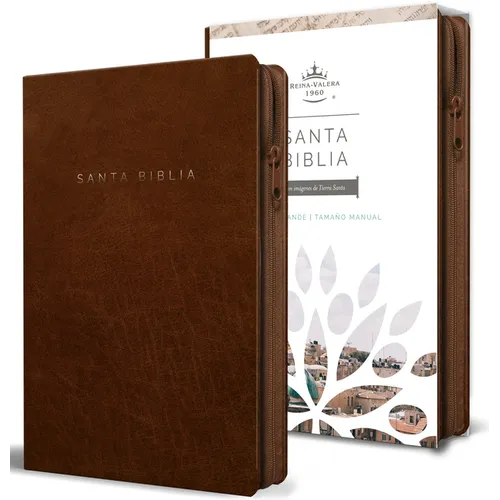 Biblia Reina Valera 1960 Letra Grande. Símil Piel Canela, Cremallera, Tamaño Manual / Spanish Bible Rvr 1960. Handy Size, Large Print, Leathersoft, Br - Bonded Leather