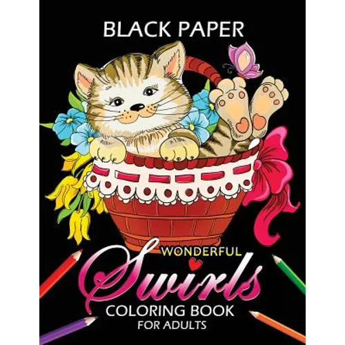 Wonderful Swirls Coloring Book for Adults: Animal and Flower Design Dark Edition Stress-relief Adults Coloring Book (Black Pages) - Paperback