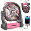 10400mAh 13hrs Rechargeable Automatic Oscillating Camping Fan with LED and Hook