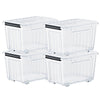 72/97QT Storage Box with Wheels & Lid – Stackable Heavy Duty Organizer 4-6-Pack