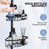 4-Tier Corner Shower Organizer Telescopic Pole Rustproof Bathroom Storage Black