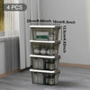 4PCS Stackable Storage Boxes with Lids & Handles Clear Organizer Bins Home Closet