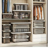 4PCS Stackable Storage Boxes with Lids & Handles Clear Organizer Bins Home Closet