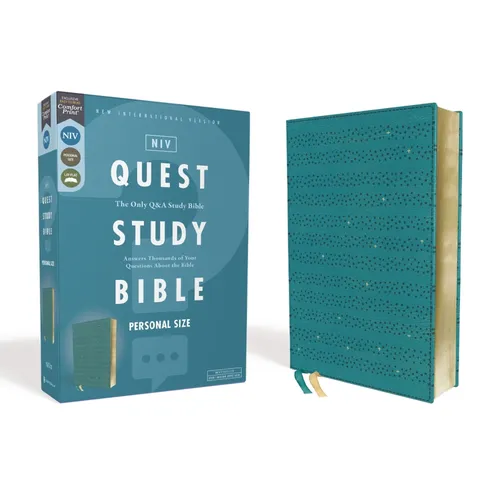 Niv, Quest Study Bible, Personal Size, Leathersoft, Teal, Comfort Print: The Only Q and A Study Bible - Imitation Leather