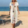 Beach Cover up Arrival Mosaic Floral Beach Dress Cloth Floral Seaside Vacation Sun Protection Blouse Women