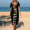 Beach Cover up Arrival Mosaic Floral Beach Dress Cloth Floral Seaside Vacation Sun Protection Blouse Women