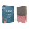 Niv, Quest Study Bible, Leathersoft, Gray/Pink, Comfort Print: The Only Q and A Study Bible - Imitation Leather