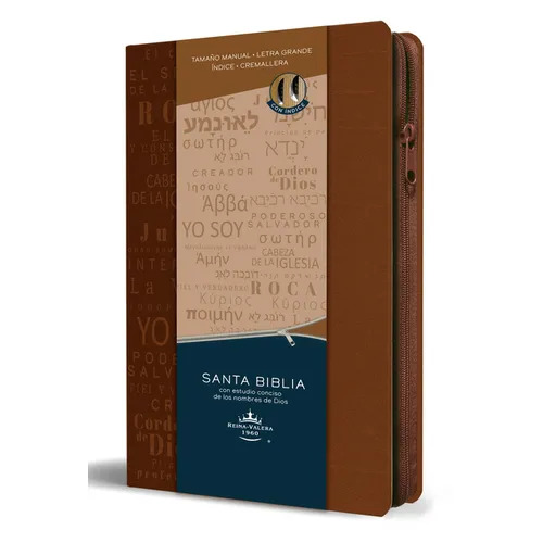 Biblia Rvr 1960 Letra Grande Tamaño Manual Cremallera E Índice Canela Nombres de Dios / Spanish Bible Rv60 Handy Size Large Print Brown Names of God I - Bonded Leather