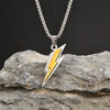 Trendy Lightning Stainless Steel Necklace for Men | Two Color Pendant Hip Hop Jewelry