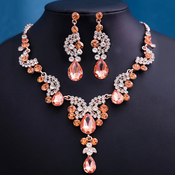 Crown Necklace Earring Jewelry Set Gift