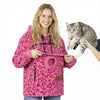 Ladies Winter Hooded Lamb Velvet Zipper Kangaroo Pocket Cat Dog Mommy Outwear Sweatshirt Comfortable Street Style Trendy Fashion