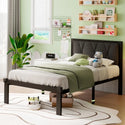 Twin Metal Bed Frame Button Tufted Headboard