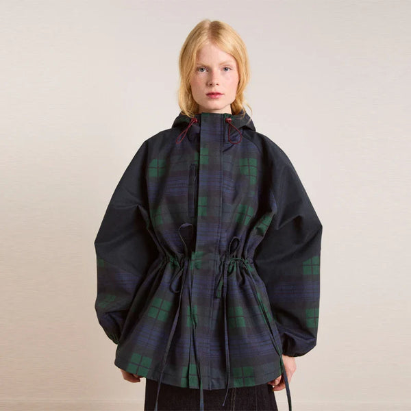 Vintage Plaid Women's Jacket Oversize Loose Stand Collar Coat Long Sleeve Hoodie Lace Up Outwears 2025 New Fall Lady Streetwears