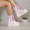Kawaii White & Pink Platform Boots