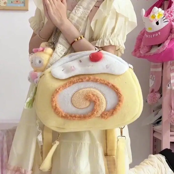 Kawaii Swiss Roll Plush Backpack