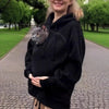 Ladies Winter Hooded Lamb Velvet Zipper Kangaroo Pocket Cat Dog Mommy Outwear Sweatshirt Comfortable Street Style Trendy Fashion